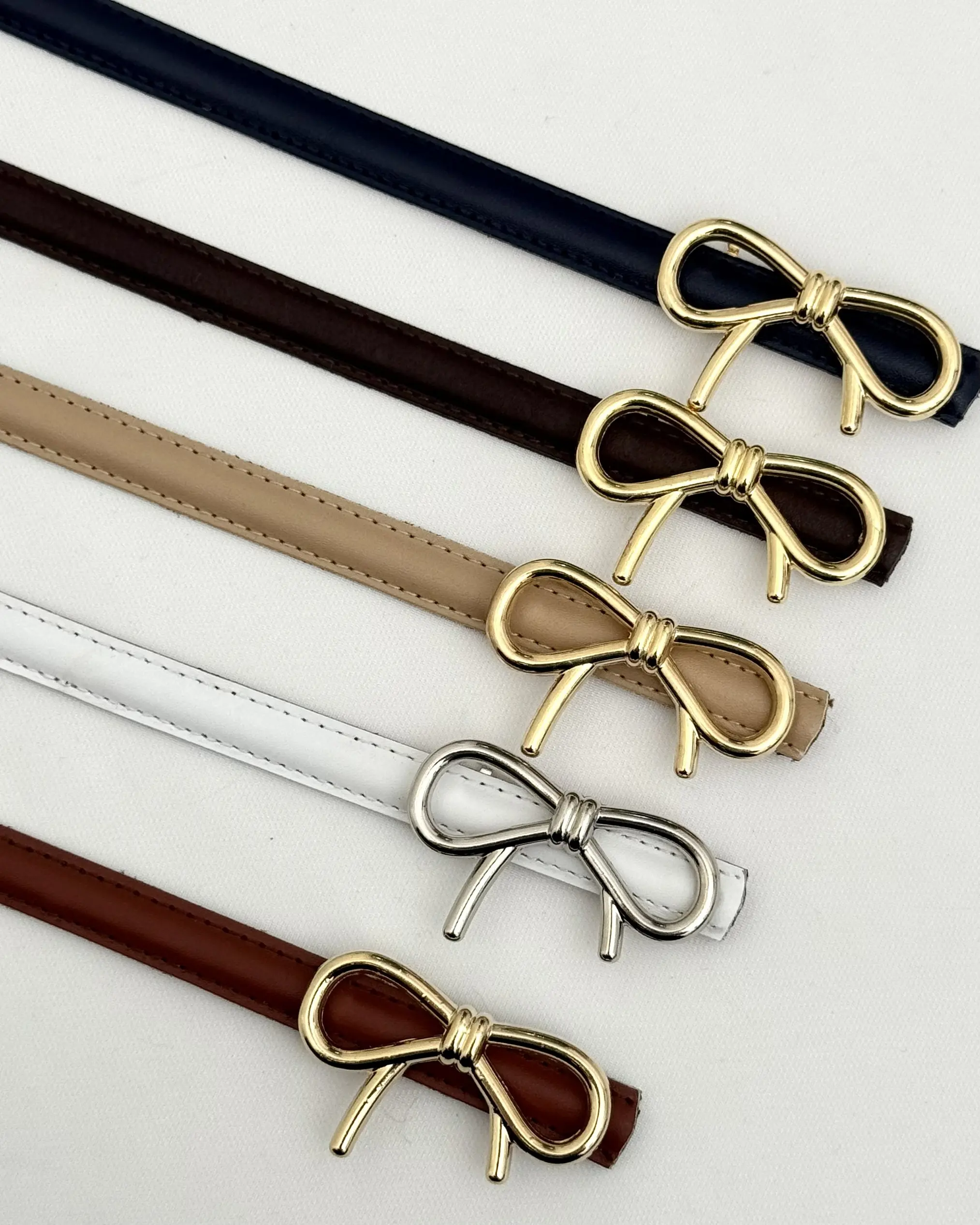 کمربند زنانه چرم سگک پاپیونی